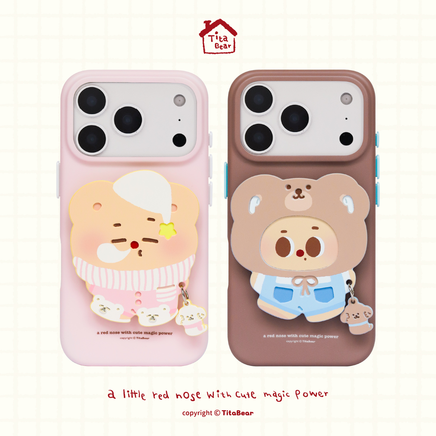 TitaBear遛狗穿搭适用iphone17promax手机壳苹果16pro原创新款15防摔磨砂IMD仿木雕刻折叠支架卡通简约保护套