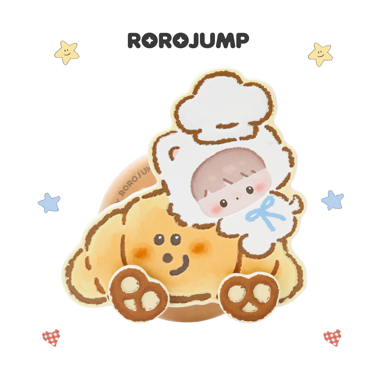 肉肉酱可颂小狗仿木质雕刻磁吸手机支架原创新款支撑架厨师女孩苹果华为小米通用黏贴式自拍桌面办公百搭装饰,3C数码配件,手机支架/手机座,淘宝优惠券,粉丝福利购,淘宝优惠卷