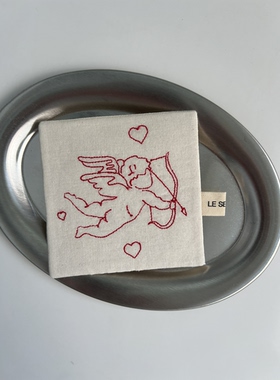 le serein手作刺绣杯垫丘比特系列隔热垫创意布艺桌面摆件