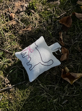 Le serein原创设计可爱猫咪法式刺绣全棉布艺挂件钥匙扣包挂