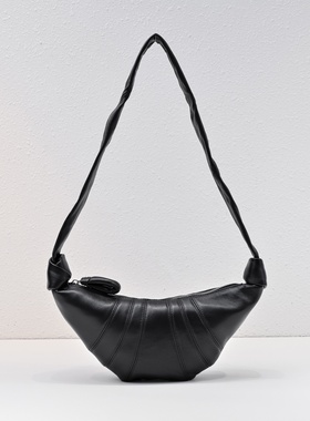 LEM小众时尚羊皮牛角包女YKK拉链可颂饺子包慵懒风百搭单肩斜挎包