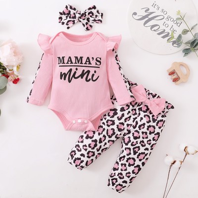 3Pcs Newborn Clothes Baby Girl Clothes Sets Infant Outfit Ru