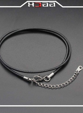 Wild Black Wax Rope Titanium Steel Necklace Black Wax Rope