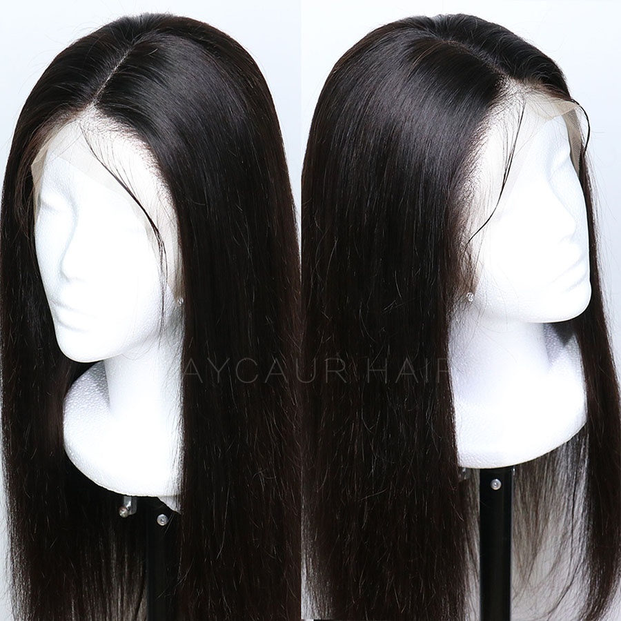 速发Maycaur Black Long Straight Synthetic Lace Front Wigs Fo