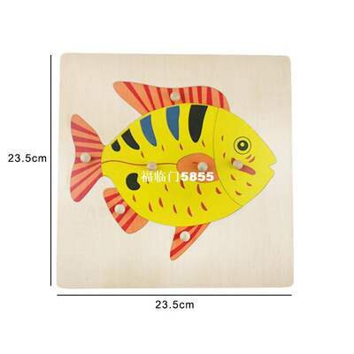 推荐Wooden Montessori Educational Toy Goldfish Puzzle juguet