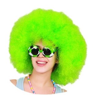 Green fans wig men and women clown explosion head model fa