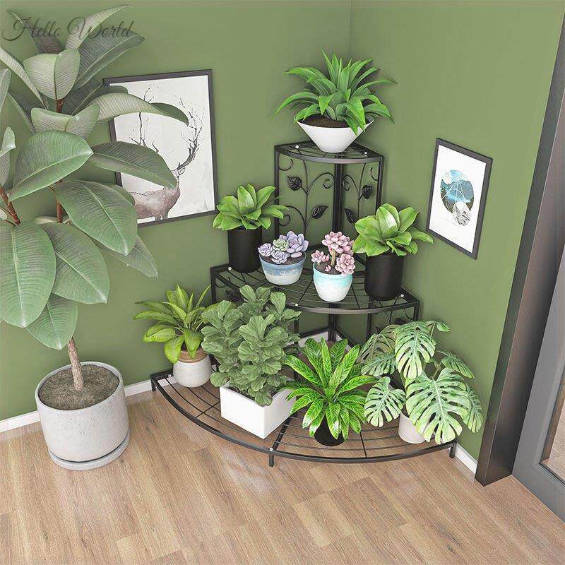 欧式田园铁艺多层花架墙角阶梯花盆架子阳台绿萝花架花几客厅三层