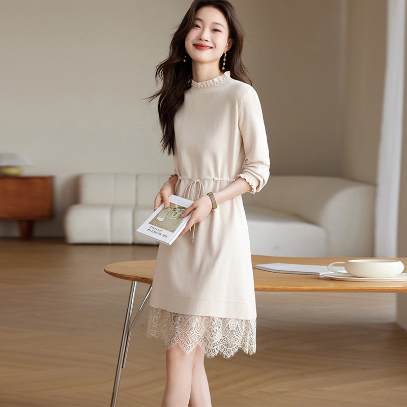 毛衣裙女秋冬季2024新款加厚羊毛针织内搭连衣裙中长款显瘦打底裙