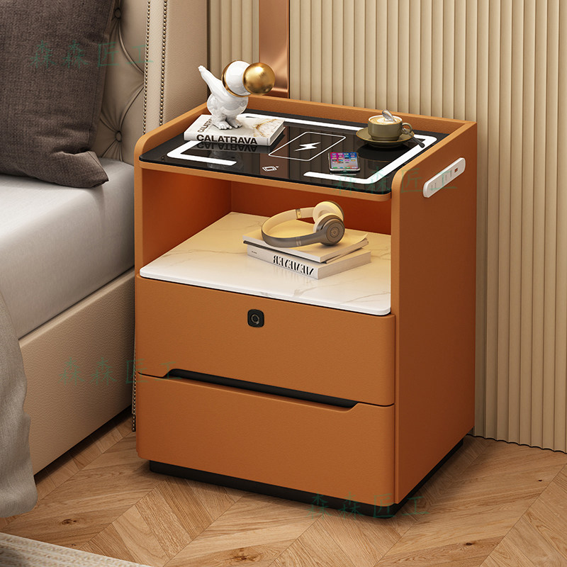 现代简约床头柜岩板柜方形储物柜智能柜钢化玻璃台面多功能收纳柜,住宅家具,床头柜,淘宝优惠券,粉丝福利购,淘宝优惠卷