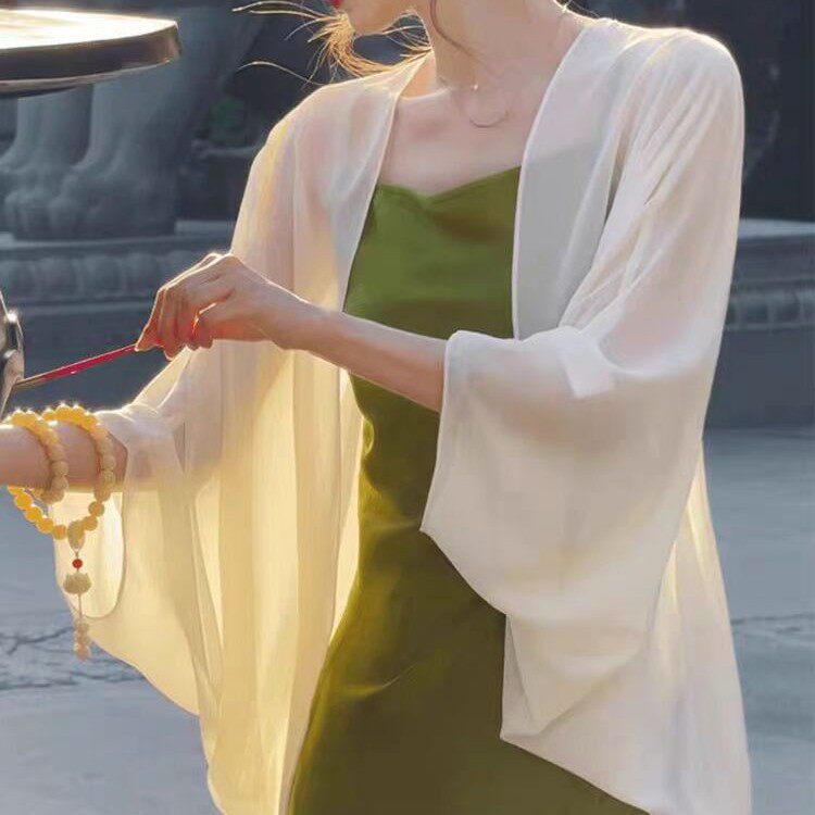 仙女天丝防晒衣女夏季配旗袍裙子外搭小披肩薄纱开衫外套透气罩衫