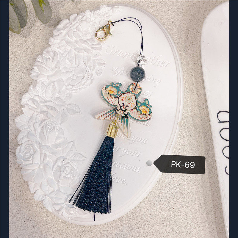 高端流苏穗子饰蝴蝶风筝吊坠挂坠旗袍汉服压襟童装黑流苏钮扣配饰