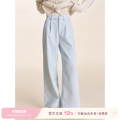 Kroche 灯芯绒保暖高腰直筒阔腿休闲长裤 冬日薄雾 过冬加绒