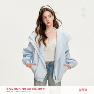 大翻领连帽 Blokette 米粒logo绣宽松双拉链卫衣外套 26ss Kroche