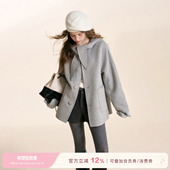 Kroche 双面两穿 兔耳系带连帽斗篷45羊毛手工双面毛呢外套