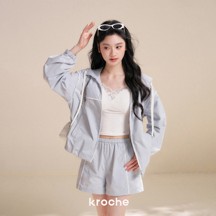 套装 Kroche 花边拼接宽松连帽外套休闲A字短裤 Sportique 26ss