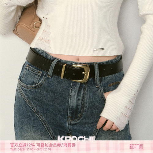 kroche品牌刻字方扣皮带