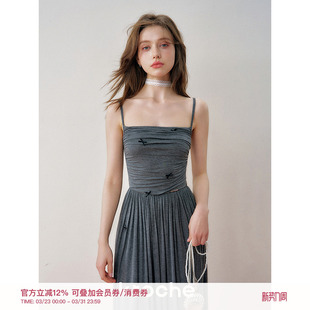 饰 蝴蝶结装 吊带凉感休闲连衣裙 慵懒法式 Kroche