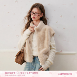 Kroche 26aw 云端糯绒 立领环保水貂宽松马甲坎肩短款保暖外套