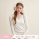 慵懒法式 蕾丝拼接 v领修身 Kroche 长袖 T恤上衣打底
