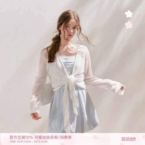 薄透防晒绑带针织开衫空调衫外套