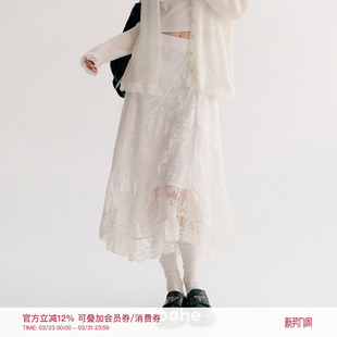 蕾丝花边A字高腰长款 不规则下摆 半身裙 浪漫蕾丝 Kroche