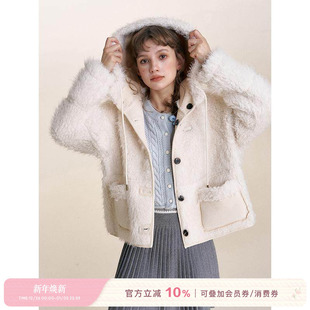 麂皮拼接羊羔毛连帽双面外套 两穿设计 Kroche 绒绒暖意