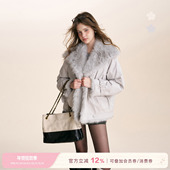 定染重工环保皮草 祝绪丹同款 Kroche 大毛领派克服宽松厚外套