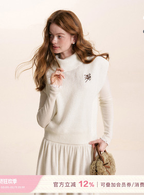 Kroche  Geek chic 羊毛混纺 宽松无袖针织高领保暖马甲背心