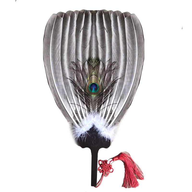 中国风孔雀毛羽毛扇诸葛亮孔雀扇舞蹈夏季大号孔明扇鹅毛扇子工艺