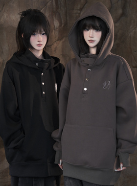 ZCNT逅来者-秋季重工半排扣立领小众休闲连帽上衣