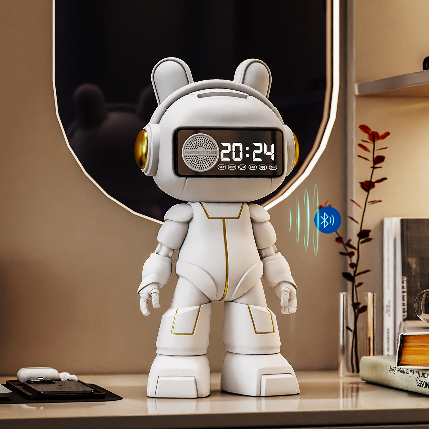 太空人桌面小摆件蓝牙音响闹钟玄关电视柜书桌床头柜高级感装饰品