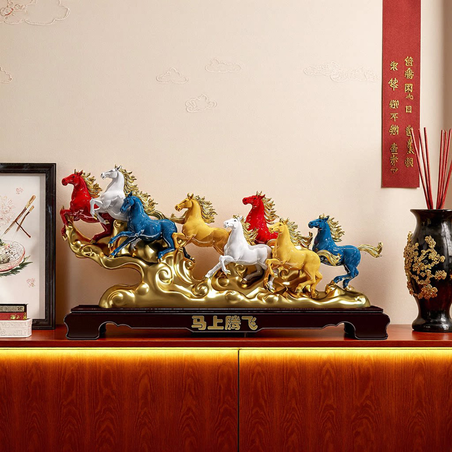 马摆件2026新款新中式玄关电视柜装饰品摆件本命年开业礼物可定制