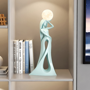 现代抽象人物摆件高级感小众客厅玄关小夜灯电视柜酒柜家居装饰品