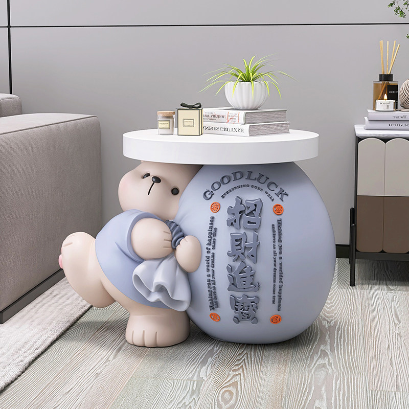 创意熊落地摆件茶几家居饰品客厅沙发边几卧室床头柜乔迁新居礼物