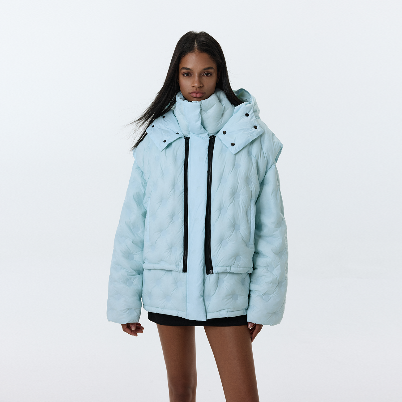 ATRY真两件压印羽绒服可拆卸外套