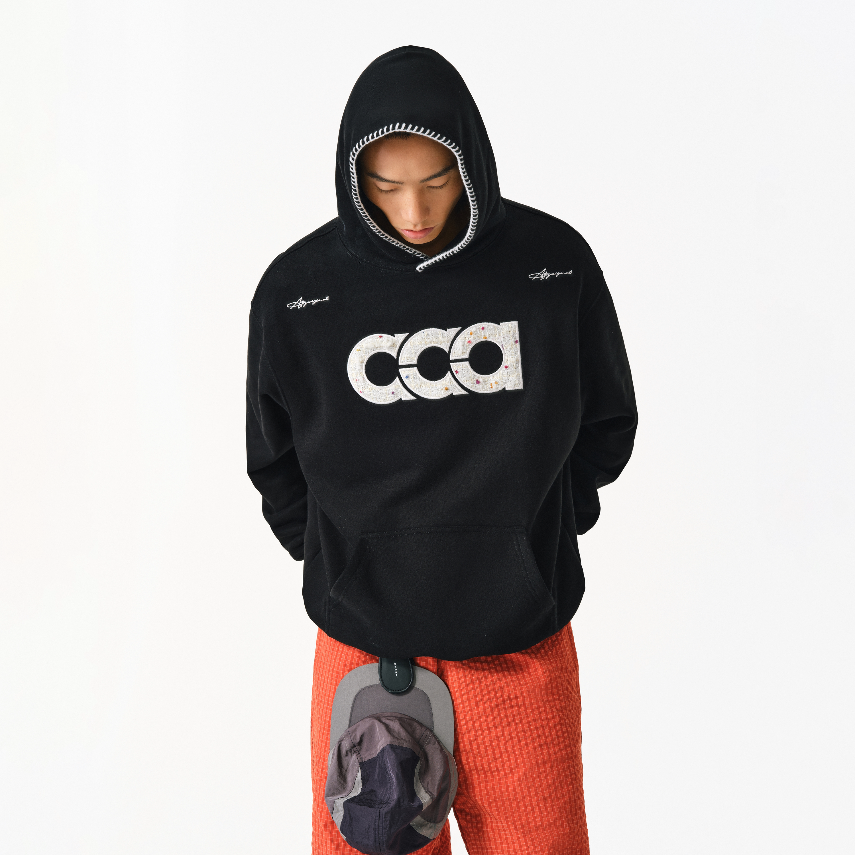 ATRY装饰线贴布刺绣卫衣男春季撞色字母LOGO设计美式休闲重磅帽衫