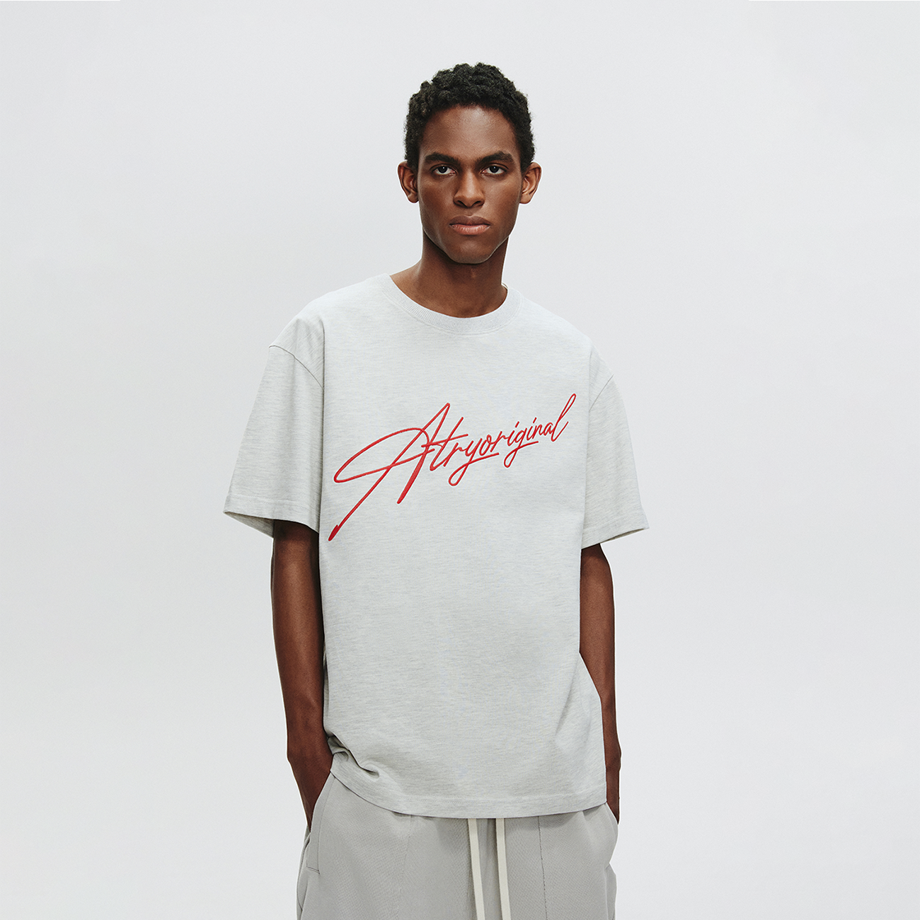 ATRY斜体LOGO系列正面刺绣针织短袖 夏季国潮牌美式休闲宽松t恤男,男装,T恤,淘宝优惠券,粉丝福利购,淘宝优惠卷