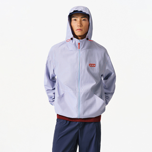 ATRY字母LOGO刺绣条纹夹克男春夏季新款户外运动高领连帽外套帽衫