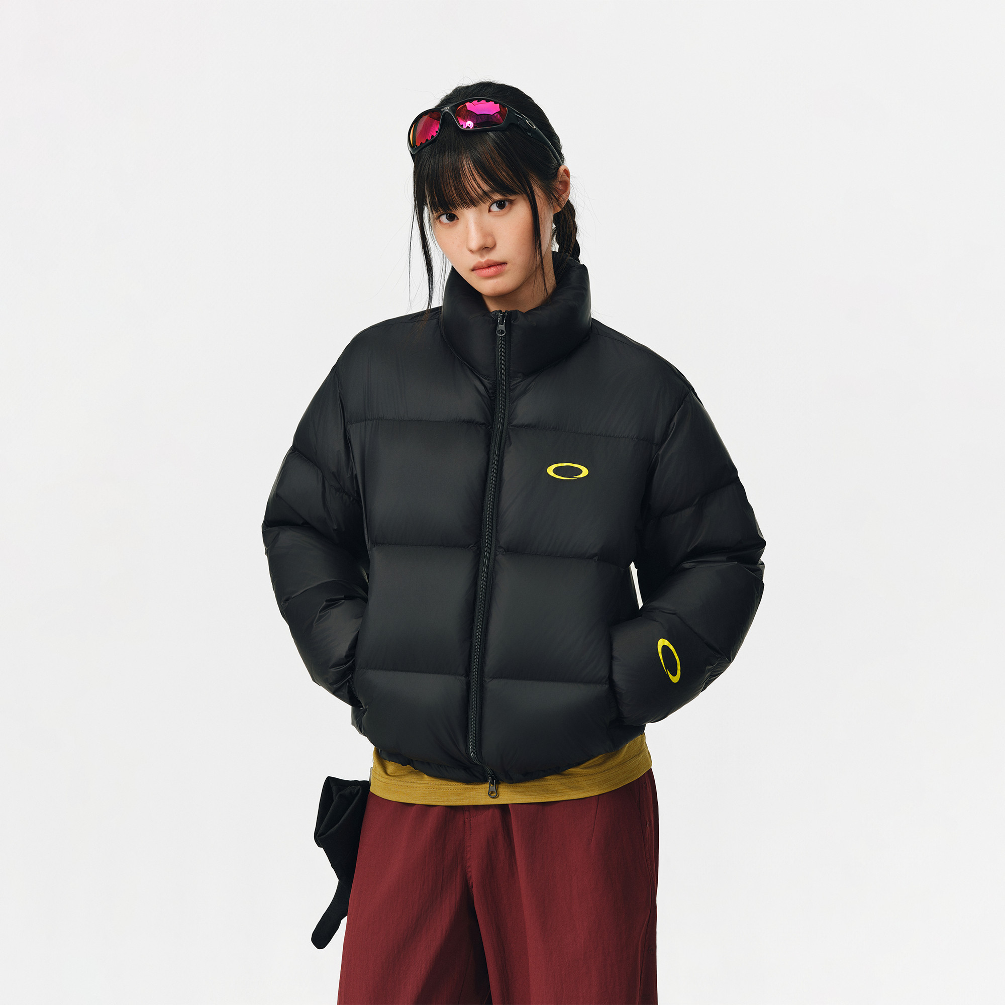 ATRY字母撞色立领羽绒服男外套女