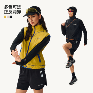 ATRY两面穿格纹马甲男春季 撞色拼接户外舒适哈苏线休闲背心女 新款