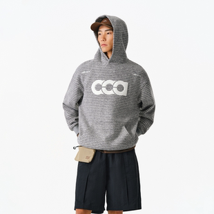 条纹帽衫 重磅羊毛保暖外套情侣款 潮牌美式 ATRY刺绣连帽卫衣男春季