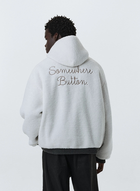 ATRY双面穿连帽外套秋冬美式国潮牌保暖加绒情侣空气层羊羔绒夹克