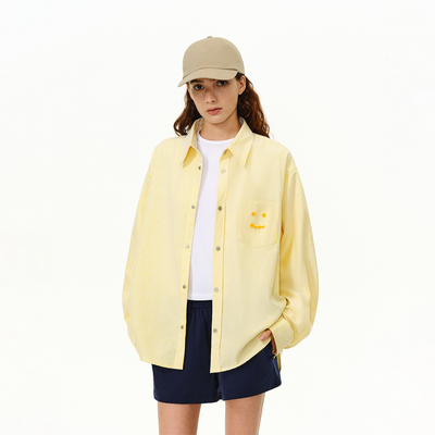 ATRY色织条纹衬衫男女2025新款美式宽松慵懒风LOGO刺绣长袖上衣潮