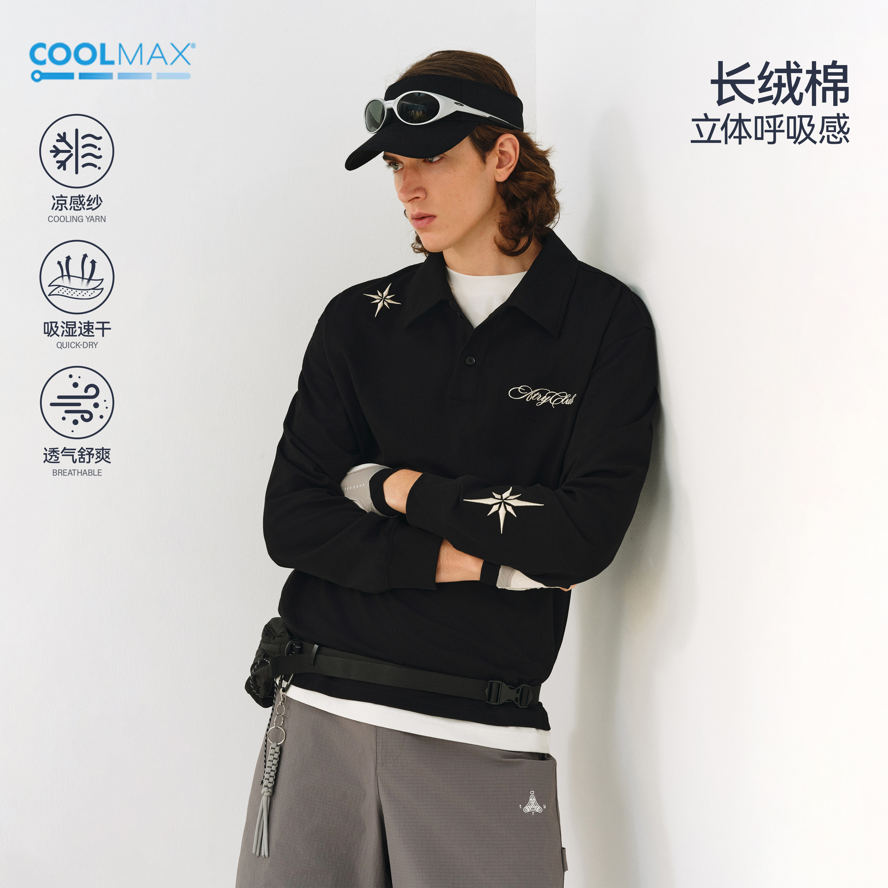 ATRY潮牌美式北极星刺绣POLO衫男图片