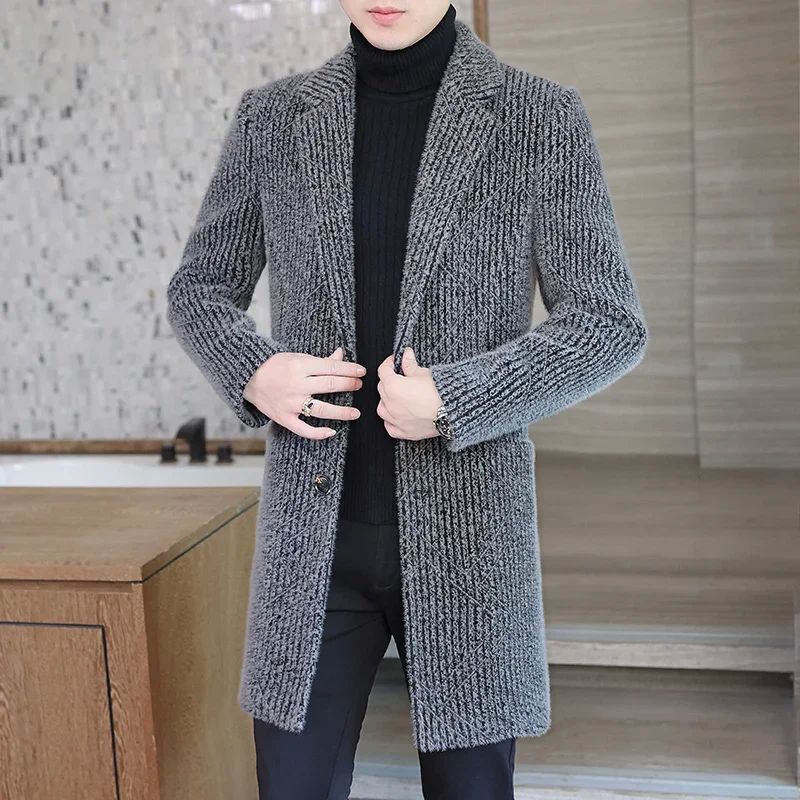 High-end Feel Men Fashion Handsome All Woolen Coat Suit Coll-封面