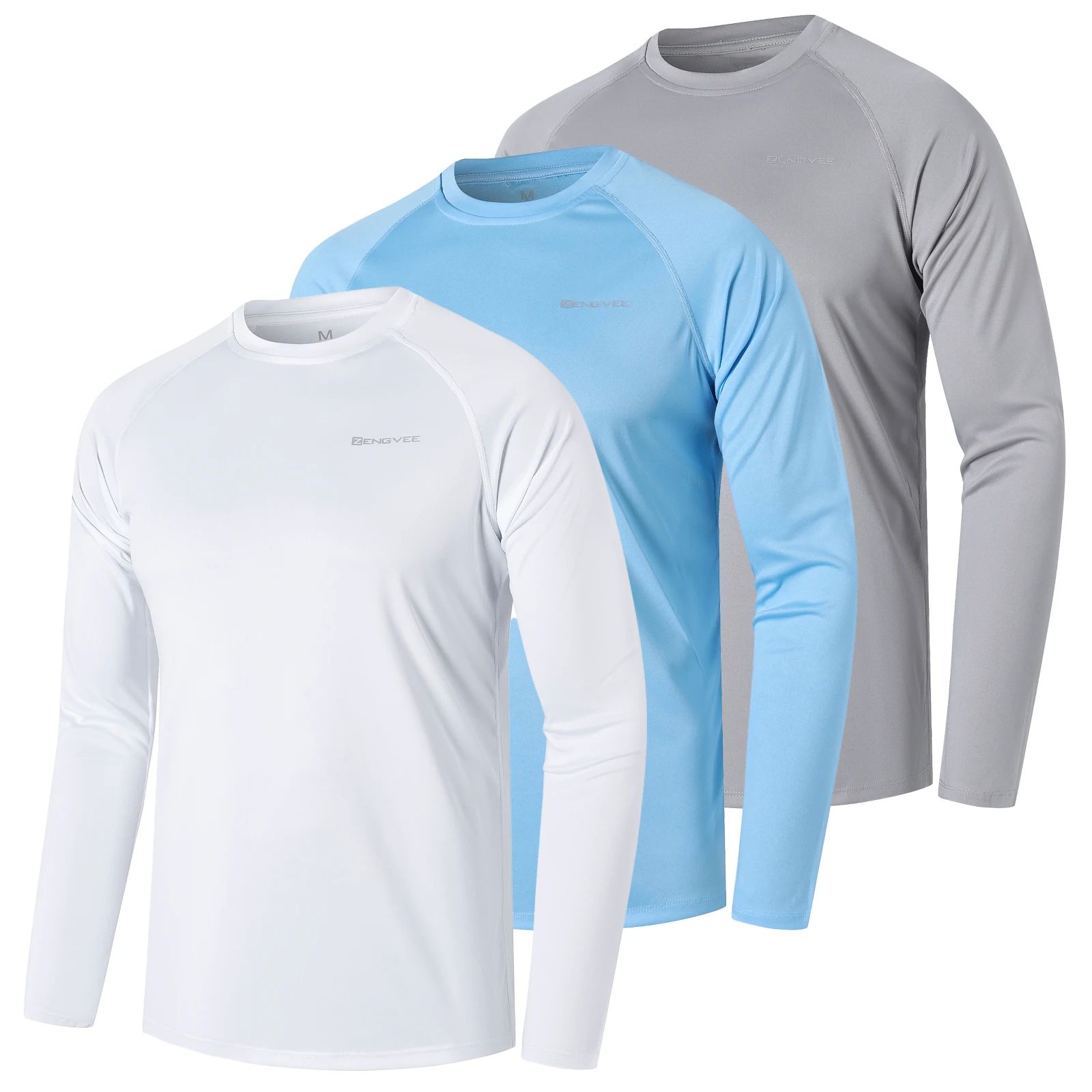 3 Pack Men's Long Sleeve UPF 50+ Rash Guards Diving UV Prote 男装 T恤 原图主图