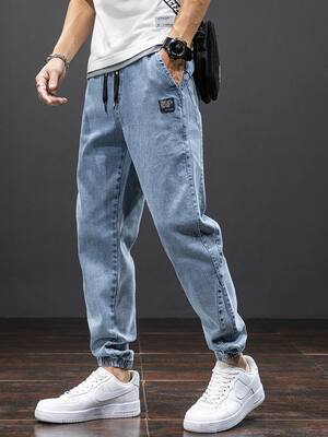 Spring Summer Black Blue Cargo Jeans Men Streetwear Denim Jo