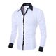 White Stripes Shirts Social Sleeved Mens Long Slim