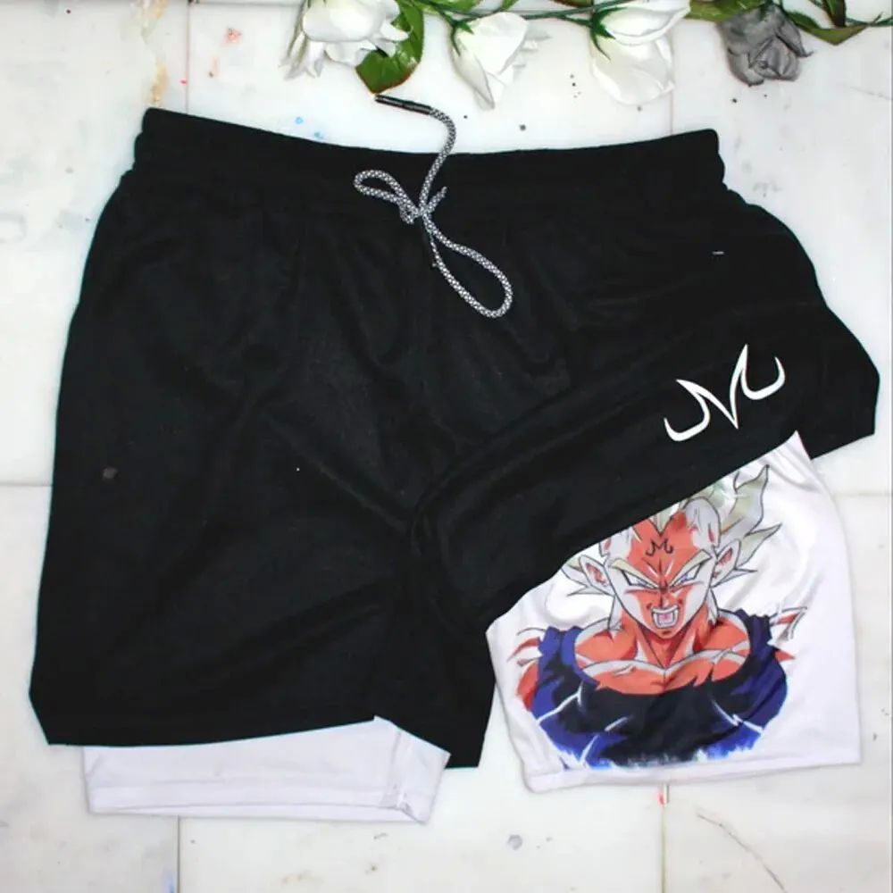 Anime Gym Shorts For Man Double Layer 2-In-1 Quick-Drying Sw