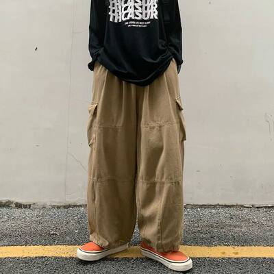 Spring Casual Oversize Cargo Pants Men Streetwear Solid Hara